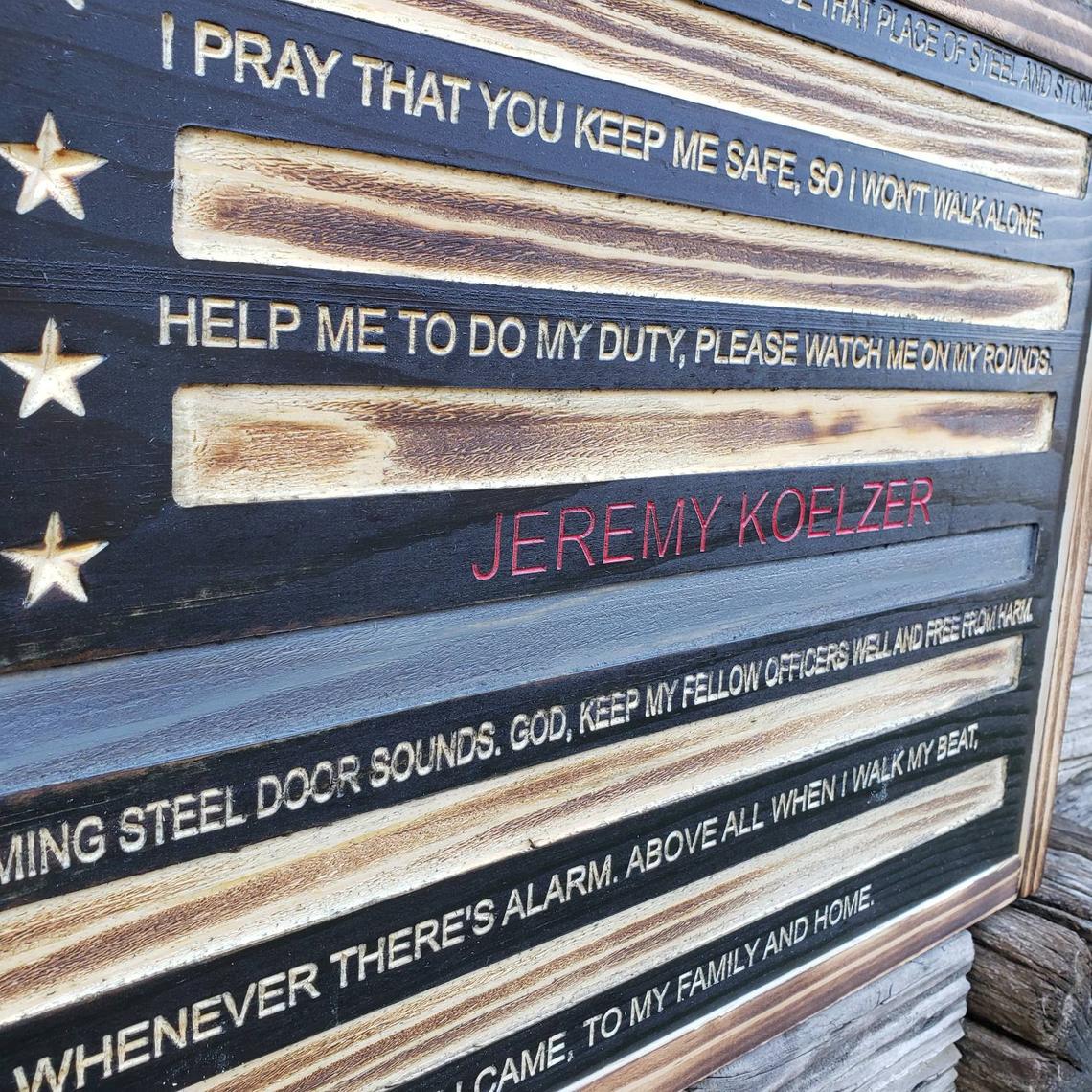 Rustic American Flag, US Carved Flag - Customized Logo, symbol - Department of Corrections - Semper-KIK