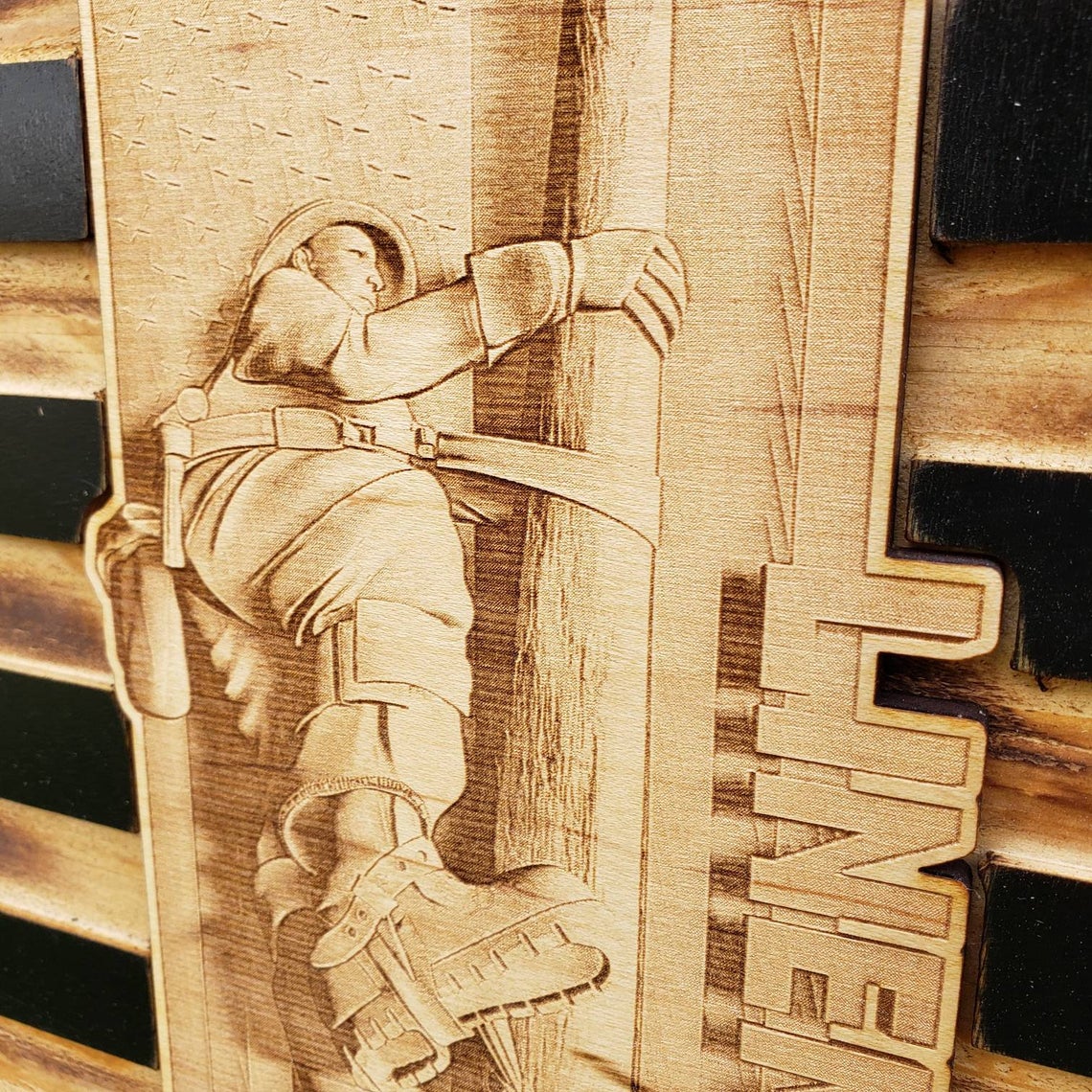 Rustic Wooden Flag - Lineman - Semper-KIK