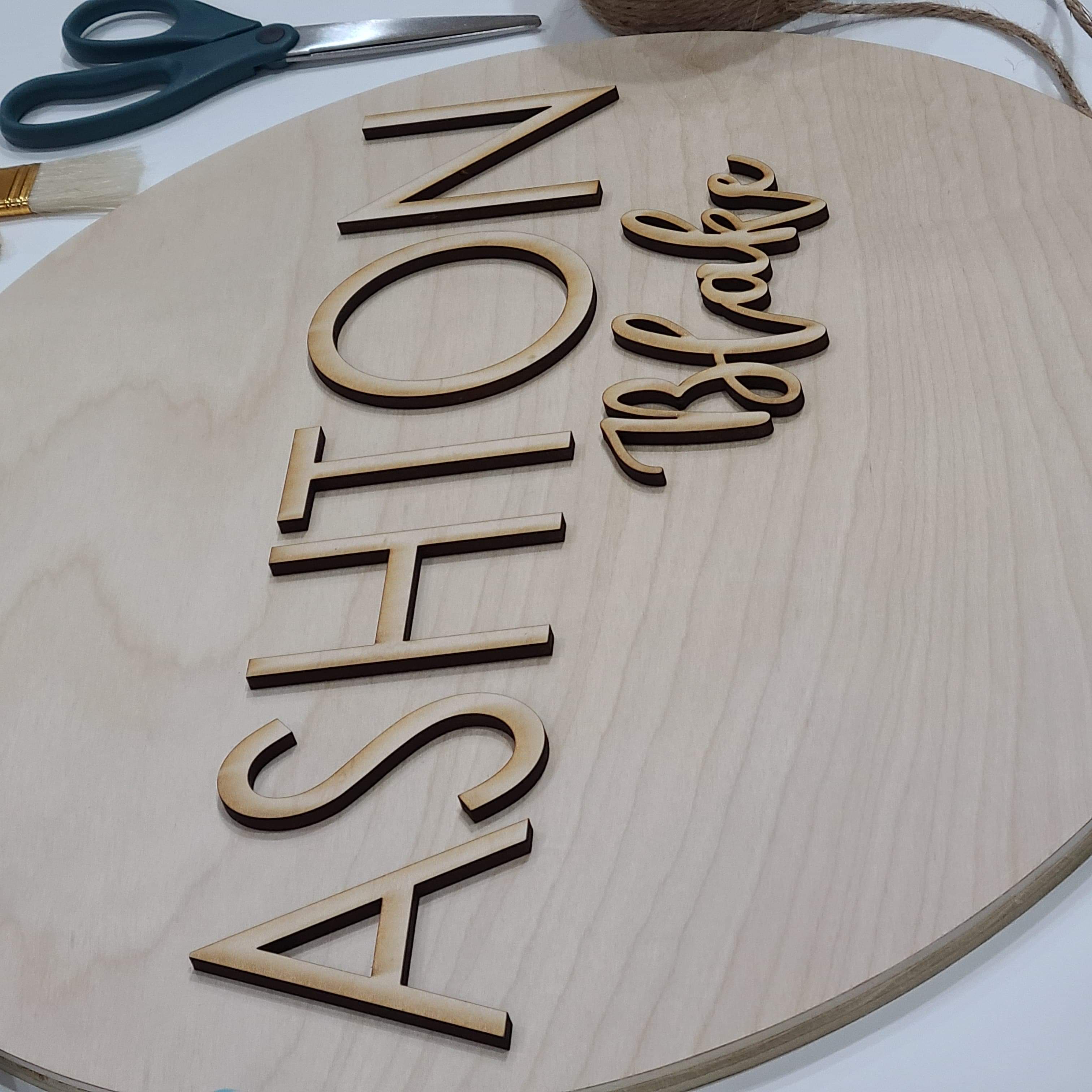 Custom Name Sign Kit, First & Middle Name for 18" Round - Unfinished Kit For DIY Painting And Assembly - Semper-KIK