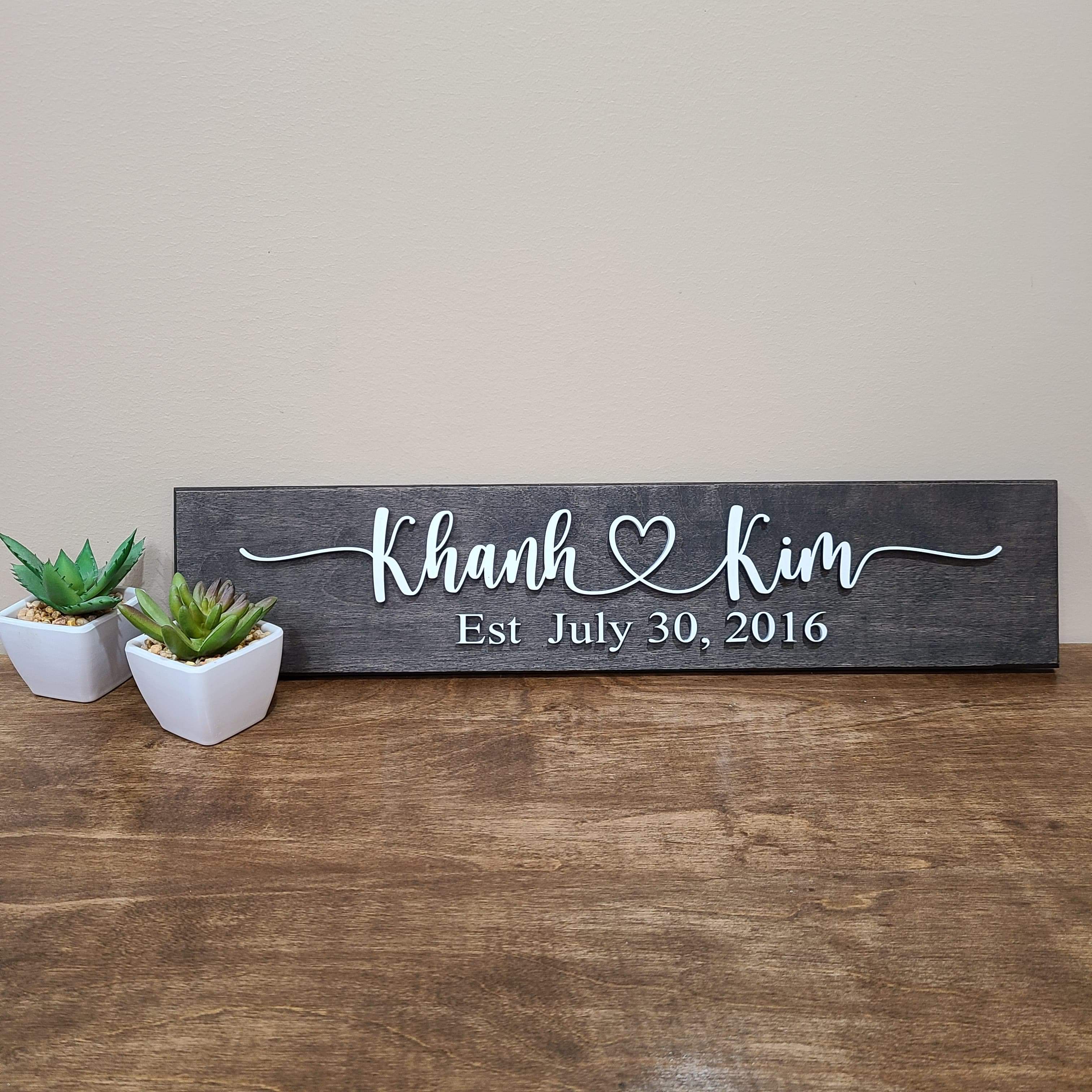 Couple name wood sign with Date / personalized 3D wood sign - Semper-KIK