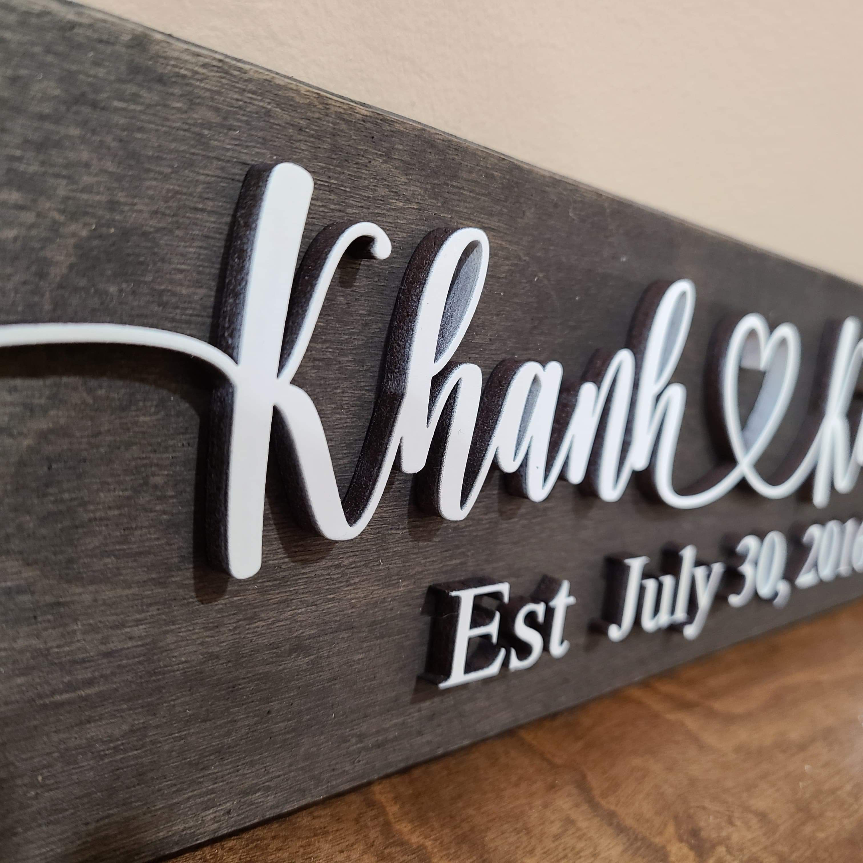 Couple name wood sign with Date / personalized 3D wood sign - Semper-KIK