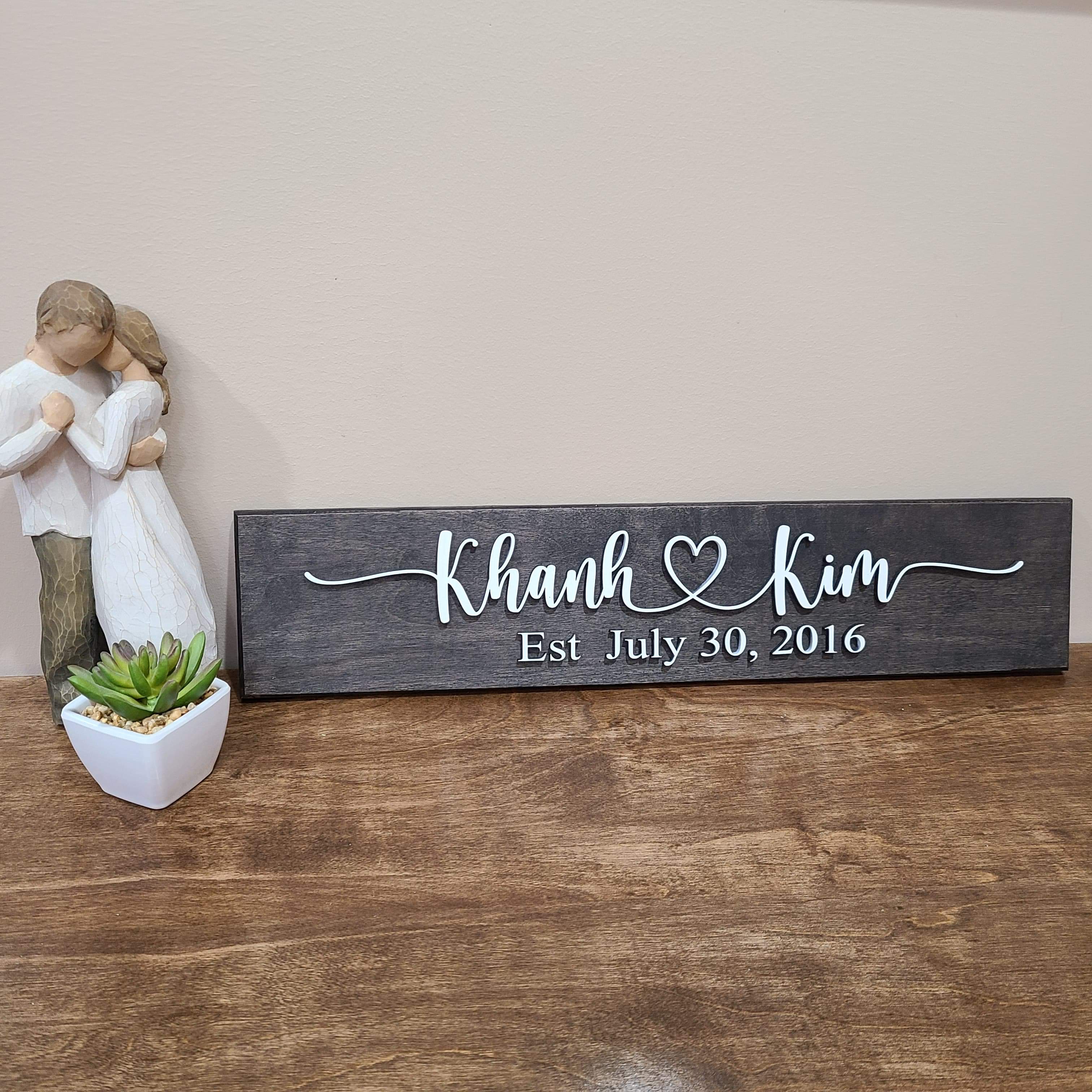 Couple name wood sign with Date / personalized 3D wood sign - Semper-KIK