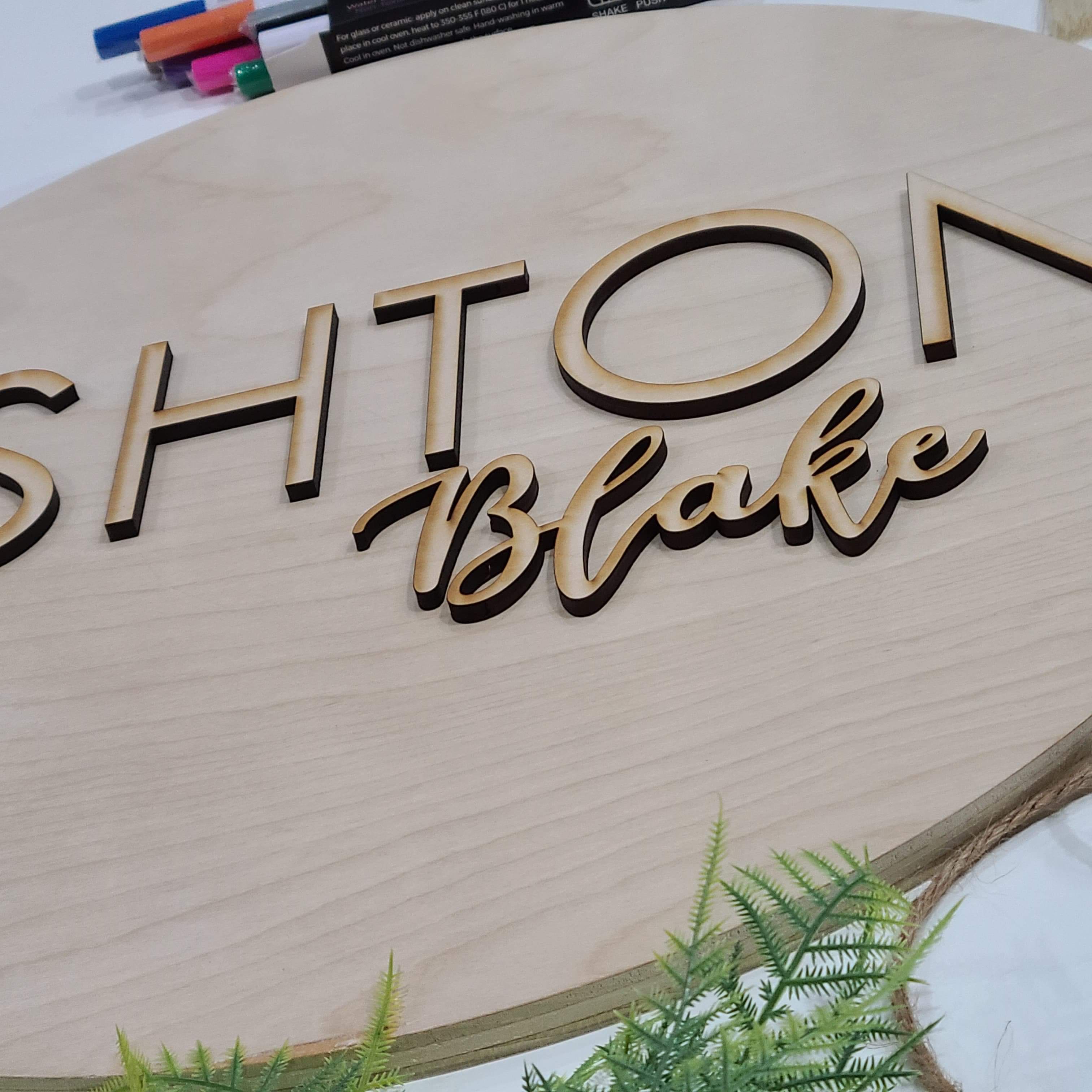 Custom Name Sign Kit, First & Middle Name for 18" Round - Unfinished Kit For DIY Painting And Assembly - Semper-KIK