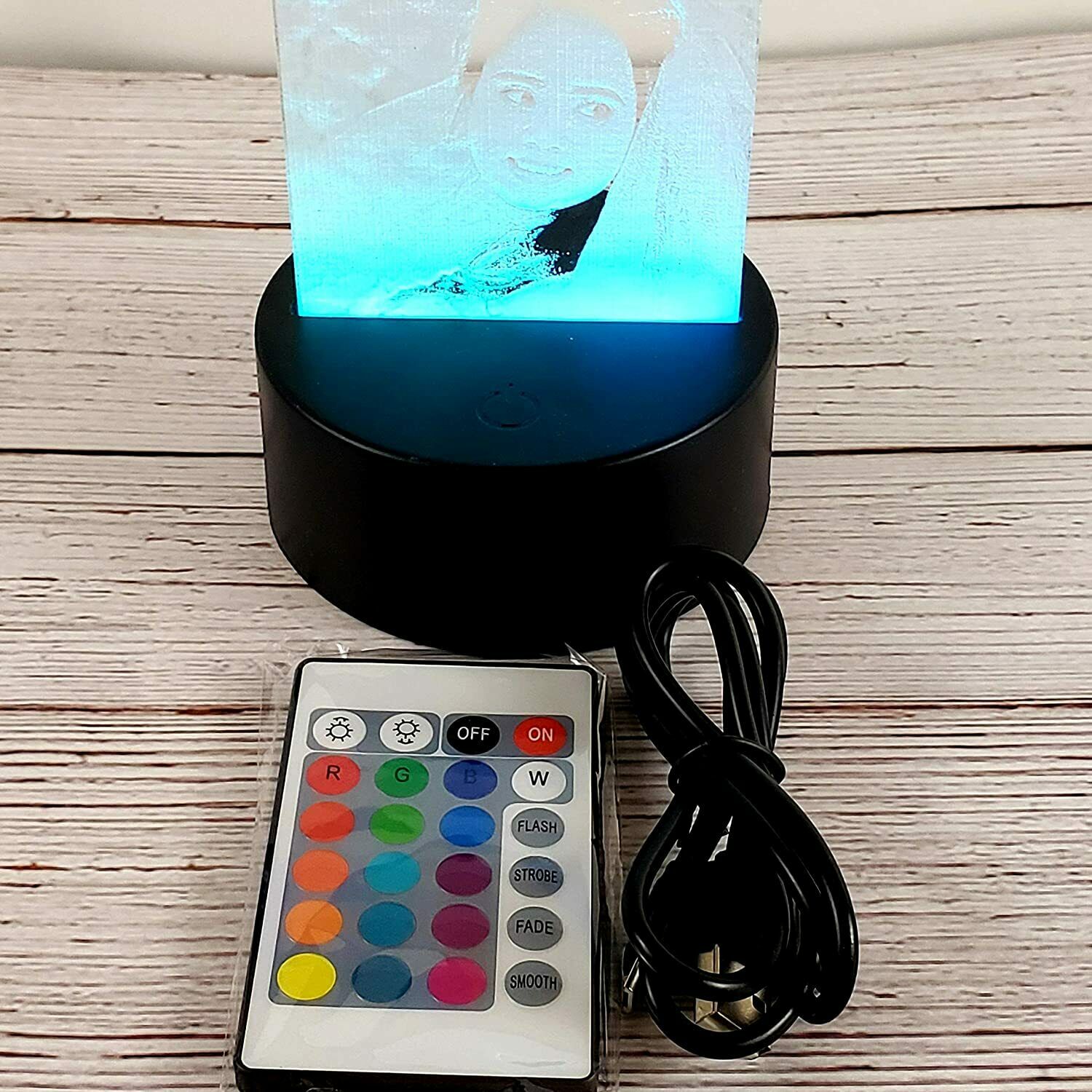 Personalized Photo 3D LED Night Lamp + Remote Control + Engraved image Acrylic - Semper-KIK
