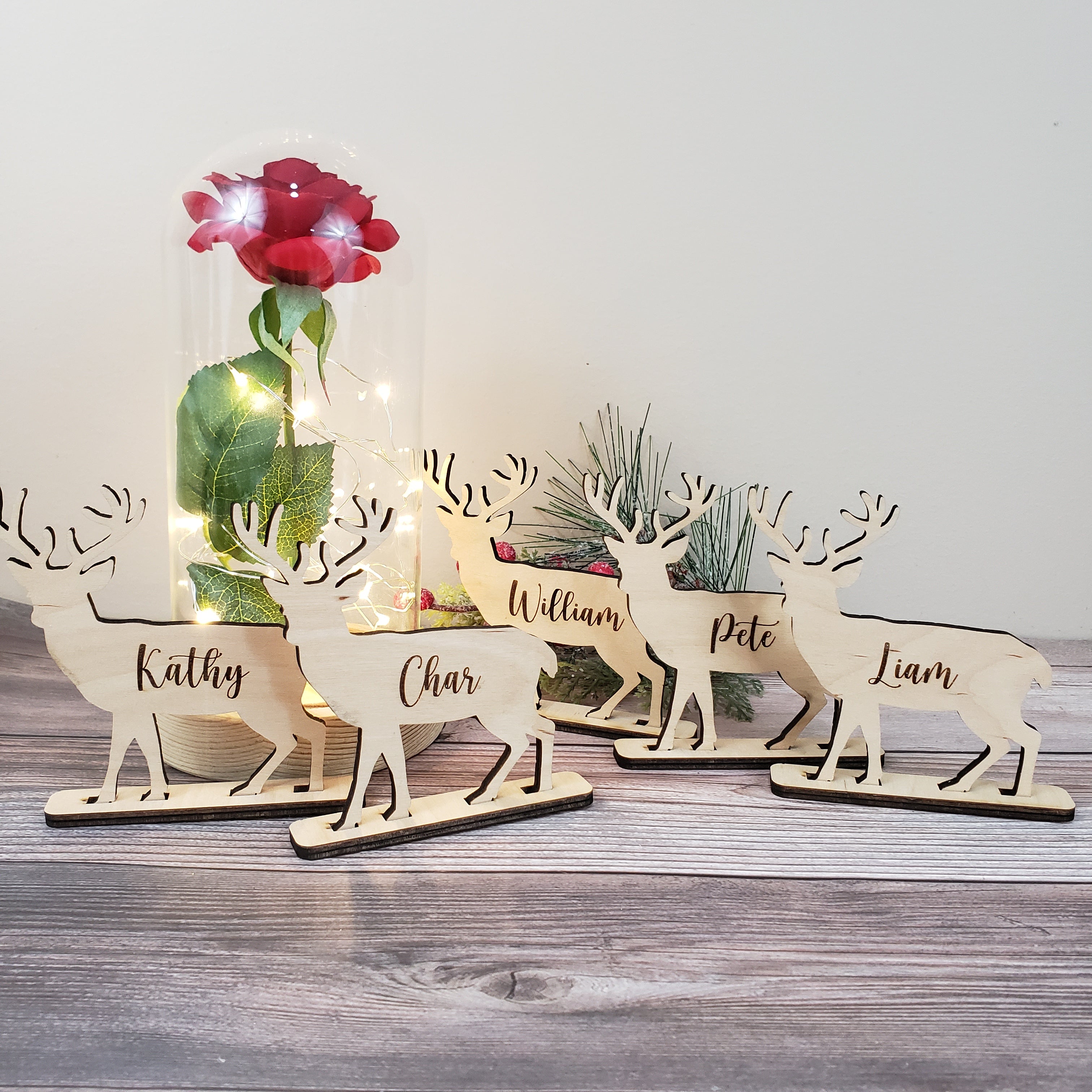 Christmas Personalised 2021 Reindeer decorations Stag Place Names - SemperKIK