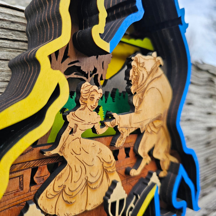 3D Beauty & Beast Sign Layered Art - Rustiva