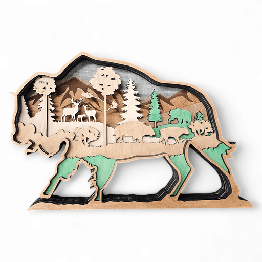 3D Bison Sign Layered Art - Rustiva