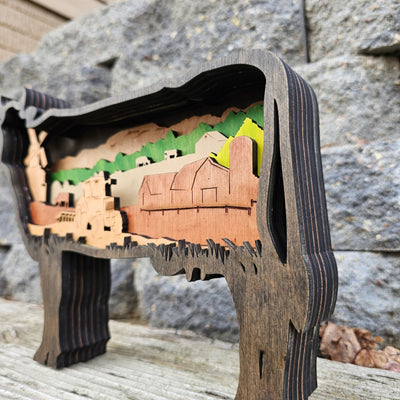 3D Farm Cow Sign Layered Art - Rustiva