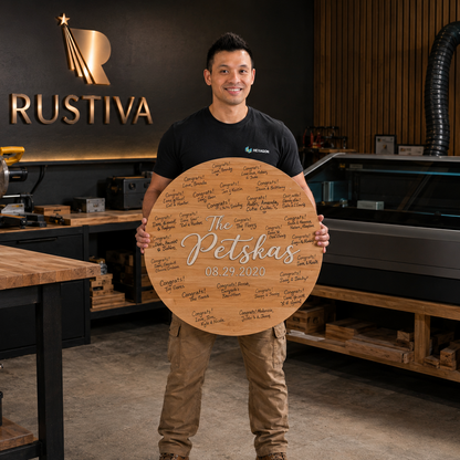 Personalized Wooden Wedding Guest Book Sign - Rustiva