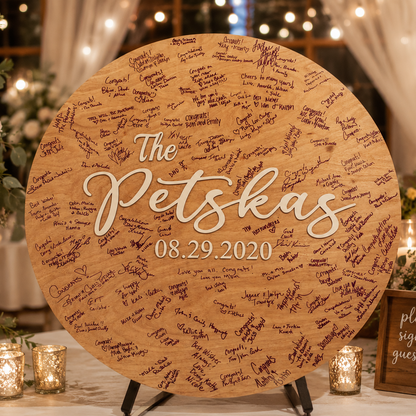 Personalized Wooden Wedding Guest Book Sign - Rustiva