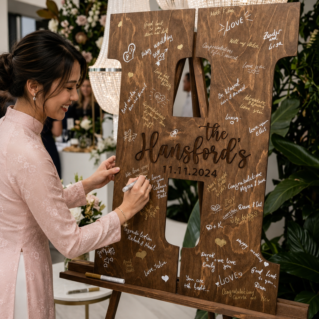 Personalized Wood Letter Wedding Guest Book
