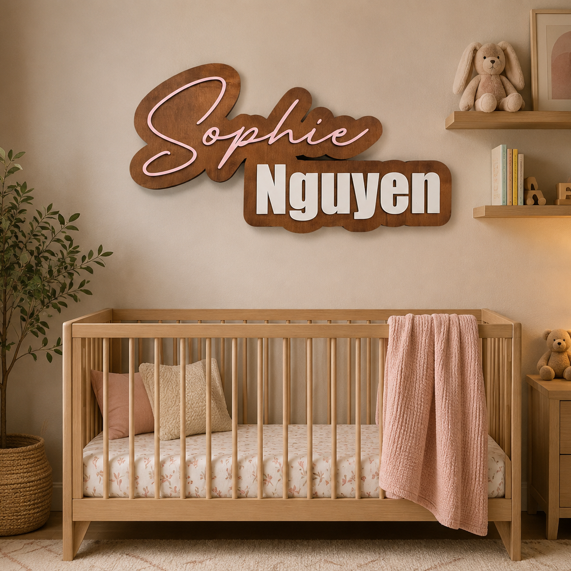 Personalized Wood Nursery Name Sign
