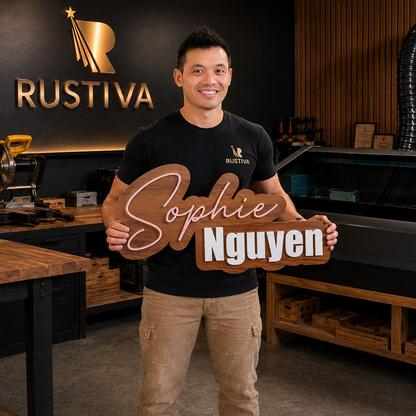 Personalized Wood Nursery Name Sign - Rustiva