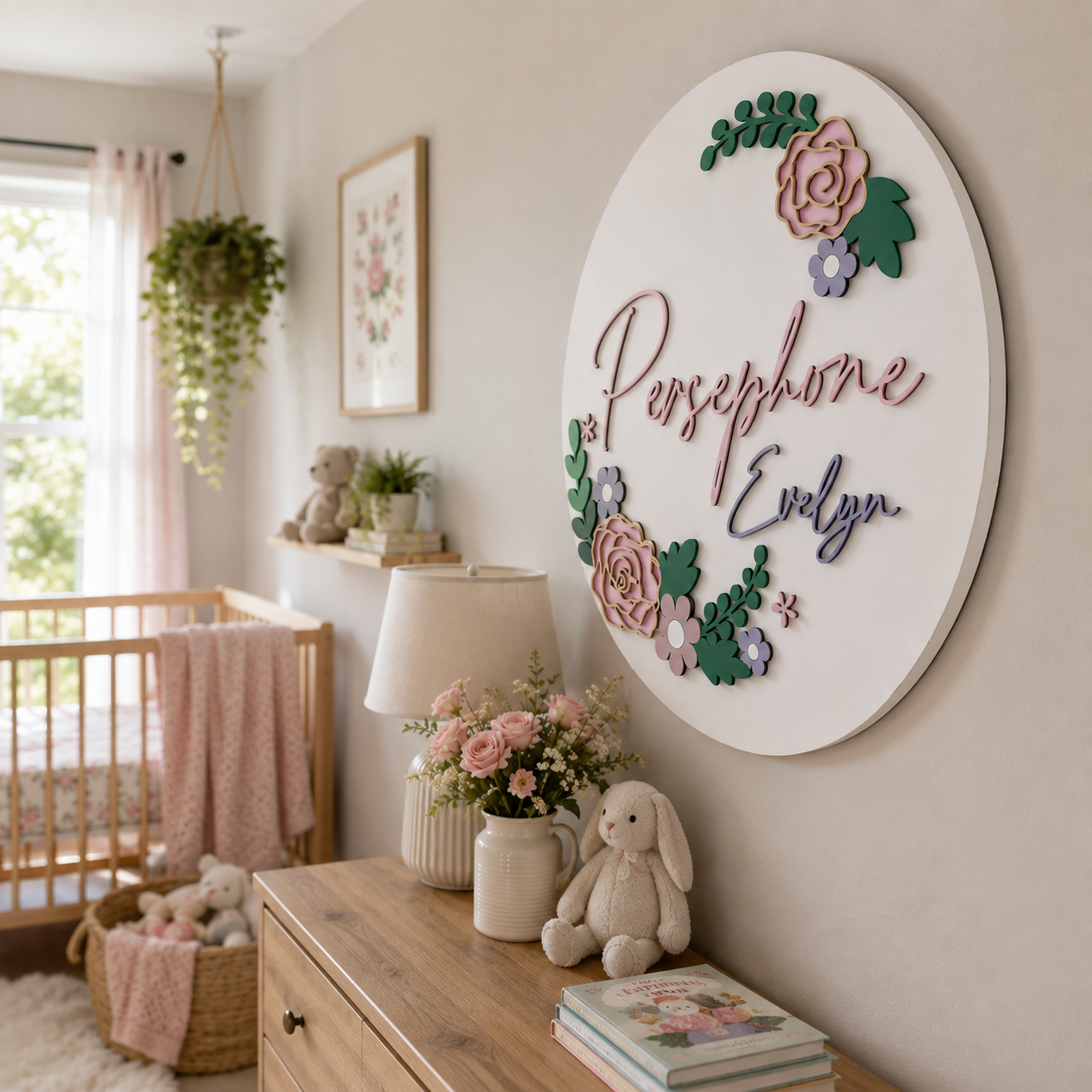 Personalized Nursery name Sign with Flower