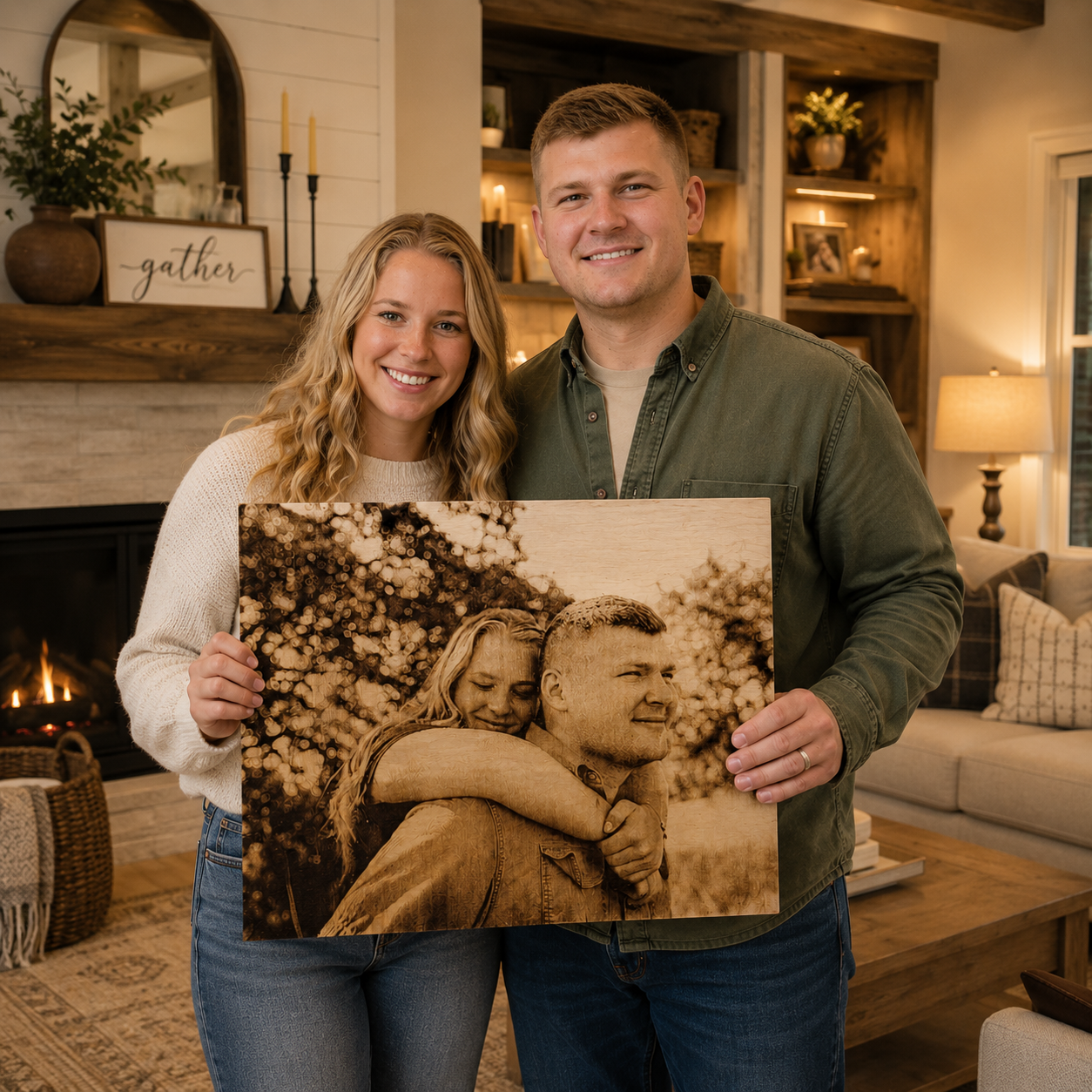 Laser Engraved Wood Photo