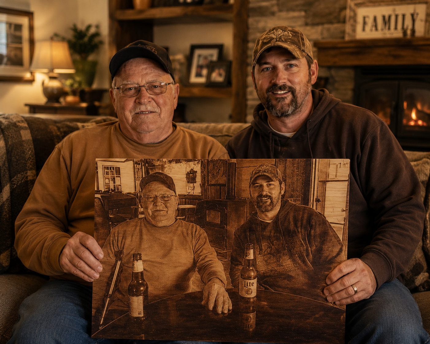 Laser Engraved Wood Photo