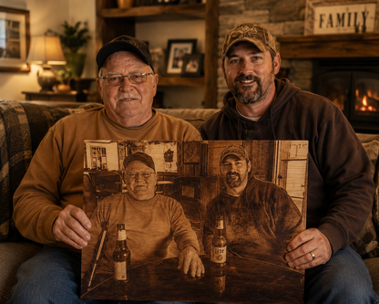 Laser Engraved Wood Photo - Rustiva