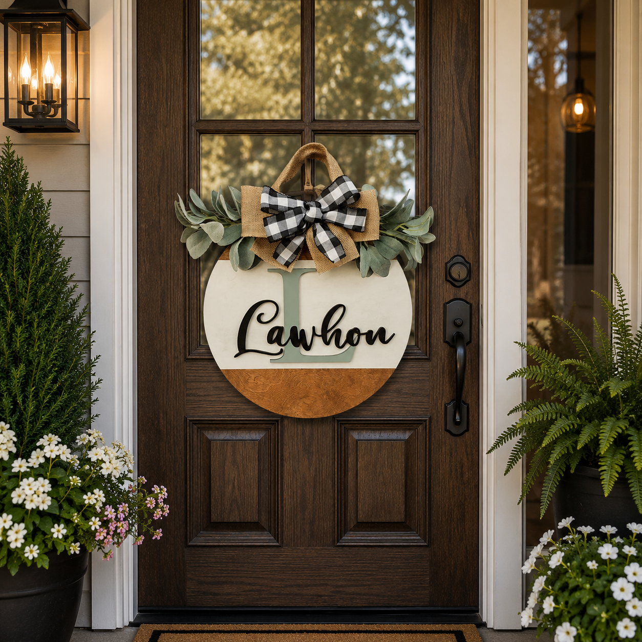 Personalized Round Wooden Door Hanger