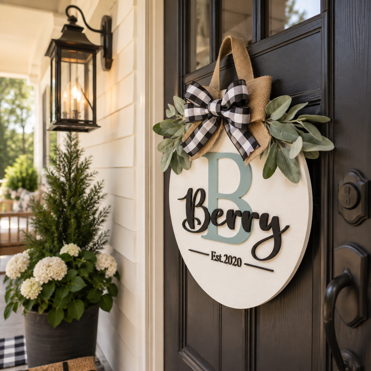 Personalized Round Wooden Door Hanger