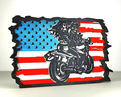 3D American Flag Motorcycle