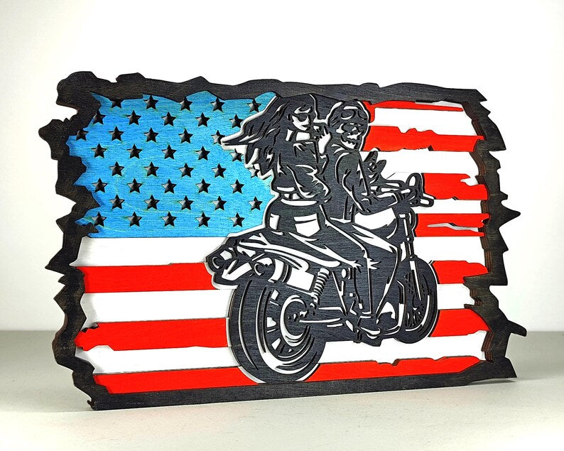 3D American Flag Motorcycle