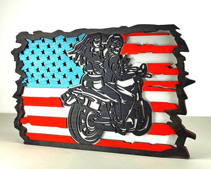 3D American Flag Motorcycle