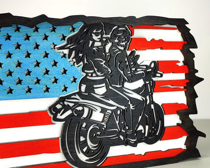 3D American Flag Motorcycle
