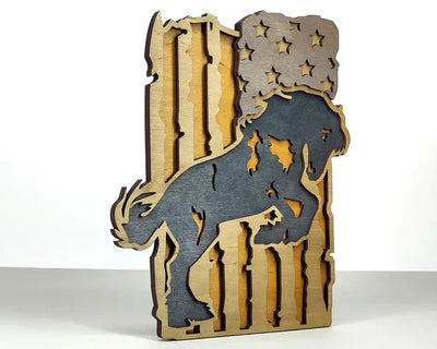 3D Horse With American Flag - Rustiva