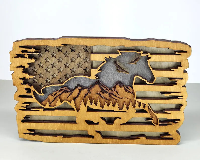 3D Horse With American Flag