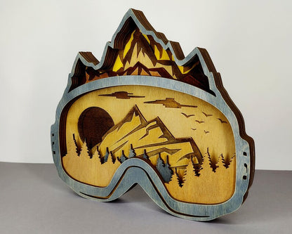 3D Snowboard Goggles, Mountain Scene - Rustiva