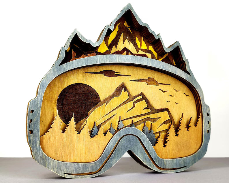 3D Snowboard Goggles, Mountain Scene