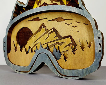 3D Snowboard Goggles, Mountain Scene - Rustiva