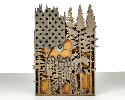 3D American Flag Bigfoot