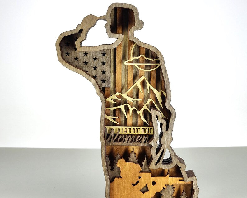 3D Female Soldier Flag