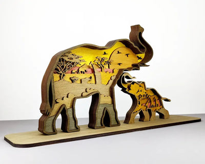 3D Mom and Baby Elephant - Rustiva
