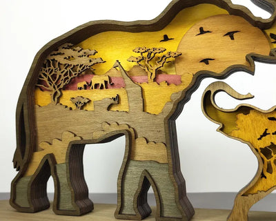 3D Mom and Baby Elephant - Rustiva