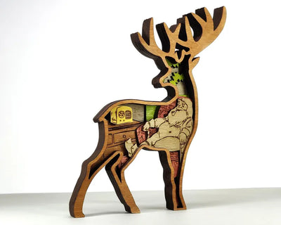 3D Deer, Christmas scene - Rustiva