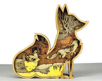 3D Sitting Fox - Rustiva