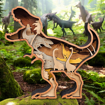 3D Tyrannosaurus Rex Sign Layered Art - Rustiva