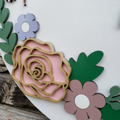 18 inch personalized floral wooden nursery name sign
