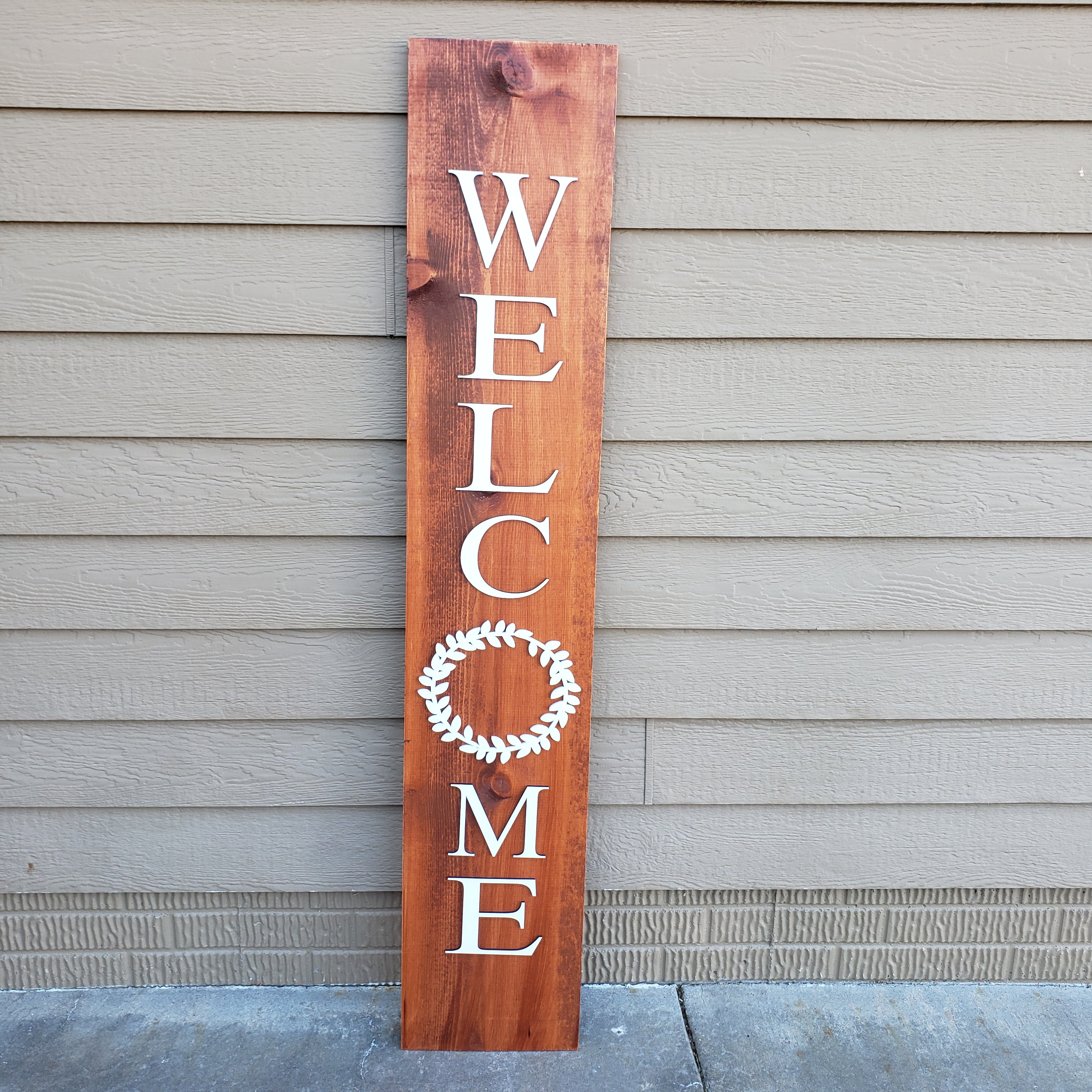 Welcome Sign for Front Porch with 3D Laser Cut Letters - 5ft Reversible - Semper-KIK