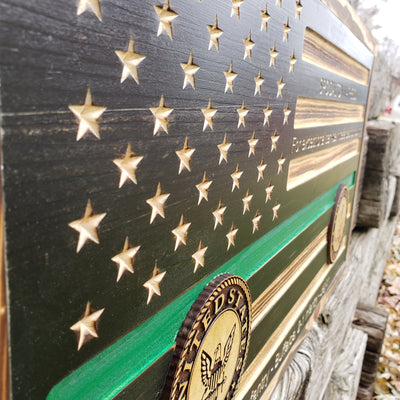 Rustic American Flag, US Carved Flag - Customized Logo, symbol - US Navy - US Army - Semper-KIK