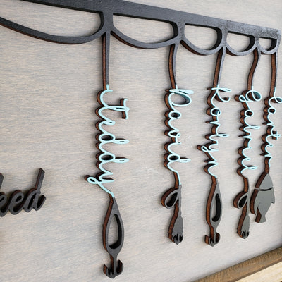 Father Day Fishing Pole Custom Sign  | Gray base - Black letters and pole - Semper-KIK