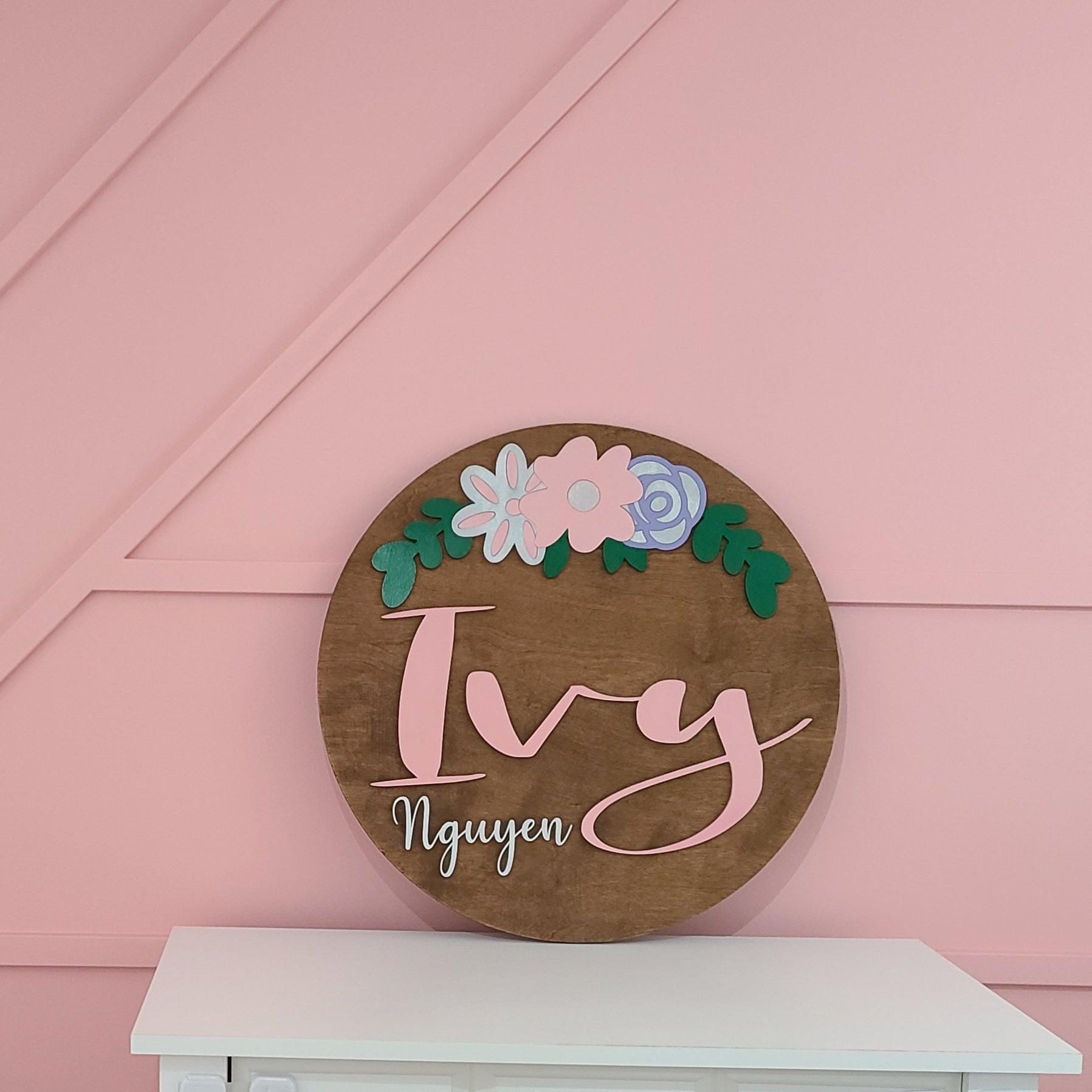 Personalized Nursery name Sign with Flower - Semper-KIK