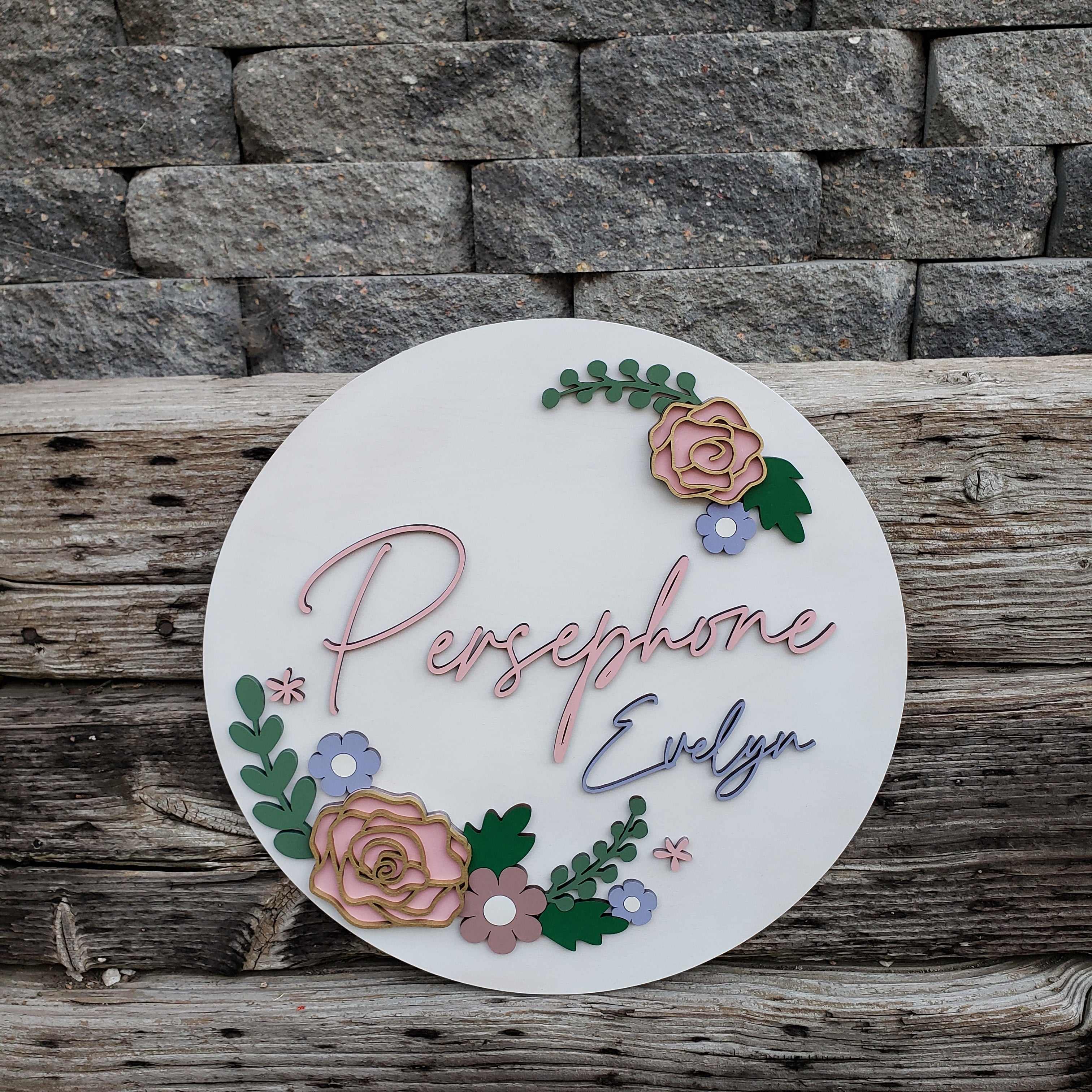 Personalized Nursery name Sign with Flower - Semper-KIK