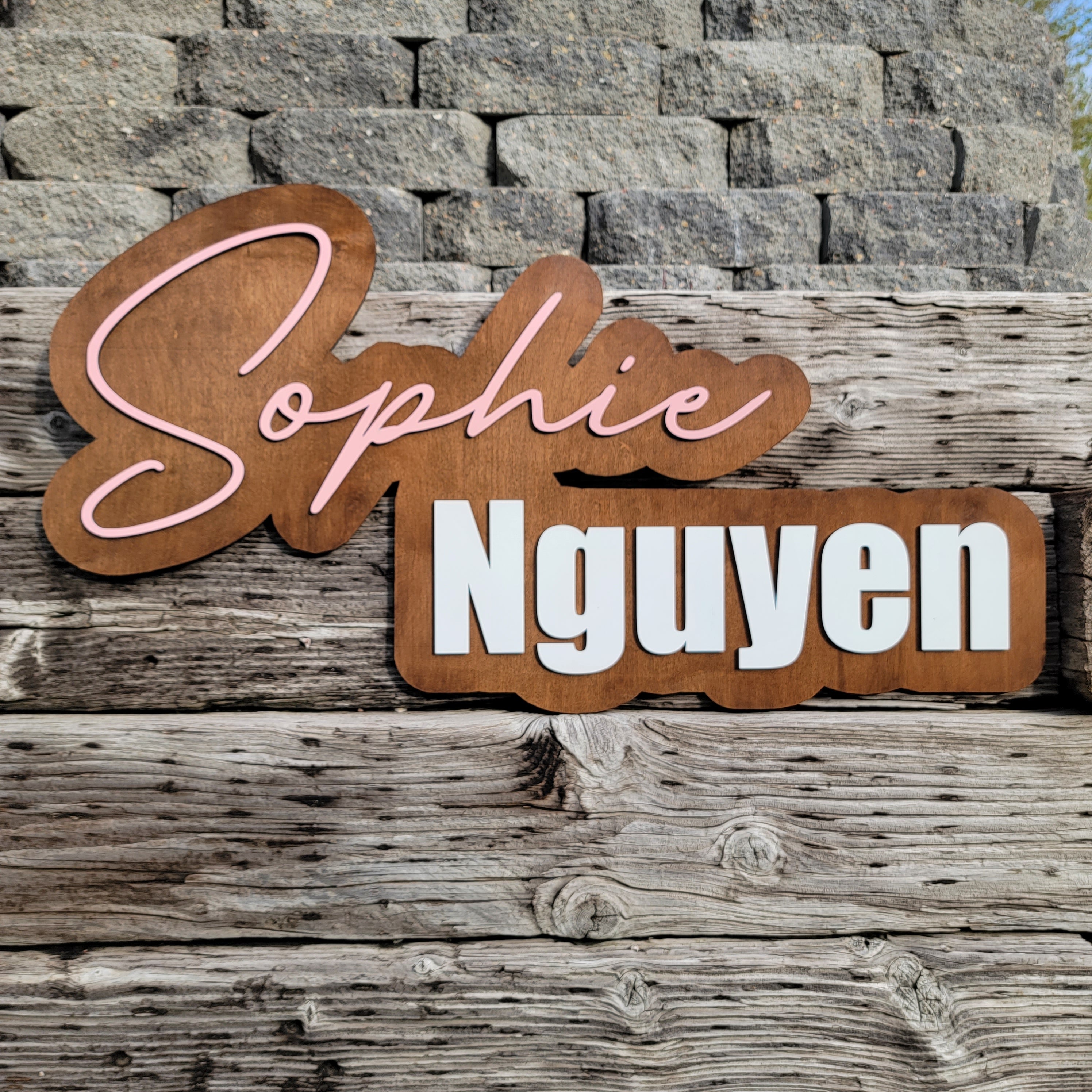 Large wood name sign, nursery name sign - Semper-KIK