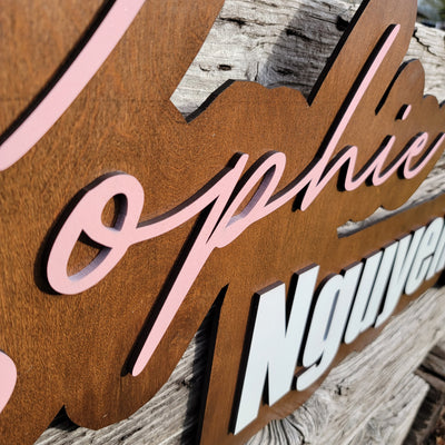 Large wood name sign, nursery name sign - Semper-KIK