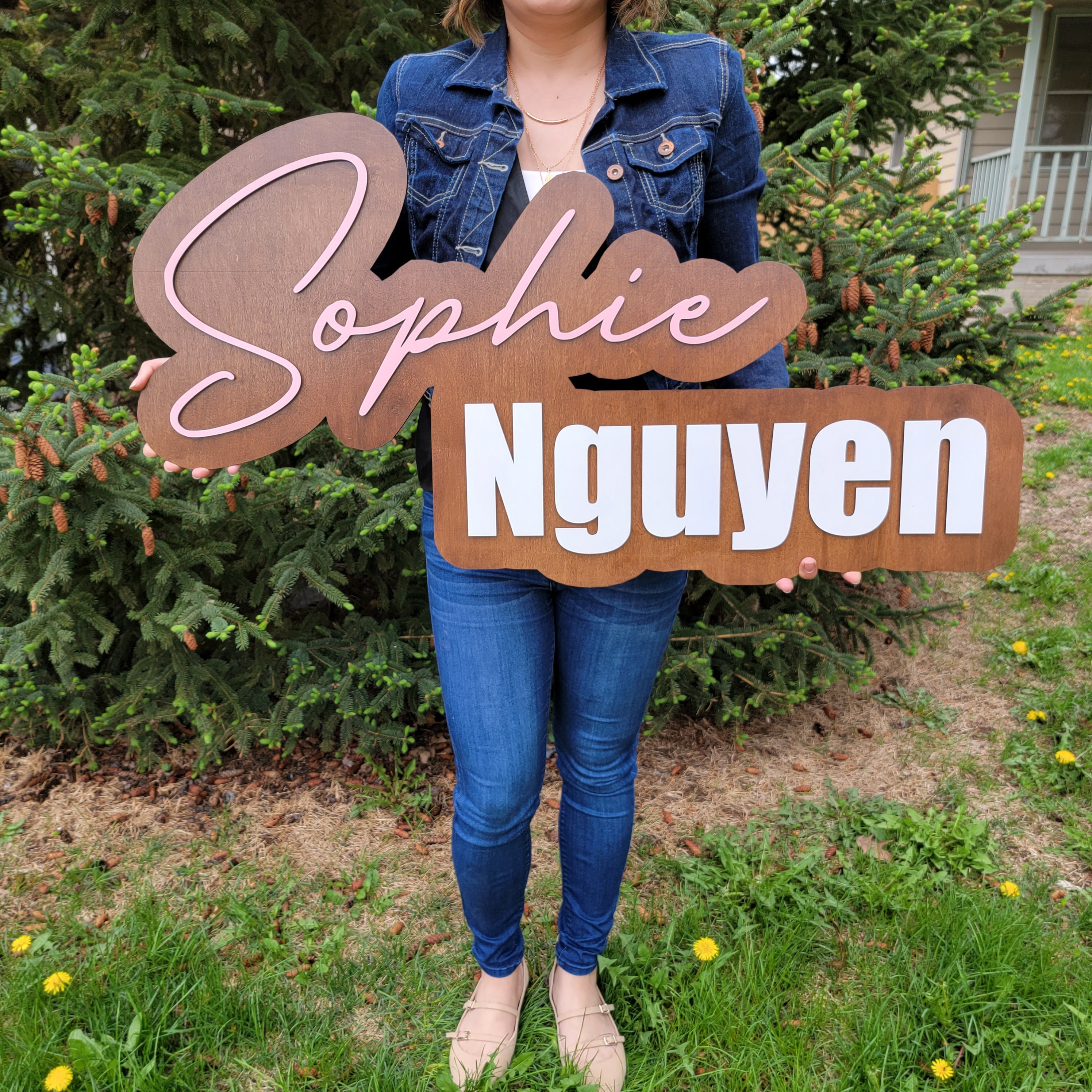 Large wood name sign, nursery name sign - Semper-KIK