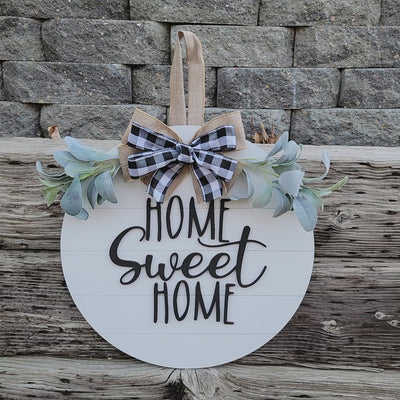18" Wooden Shiplap style Door Hanger - Home Sweet Home