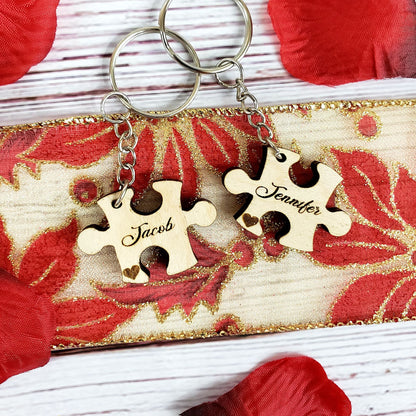 Laser Engraved Hand Made Custom wood Puzzle key-chain Personalized With your Name - Semper-KIK